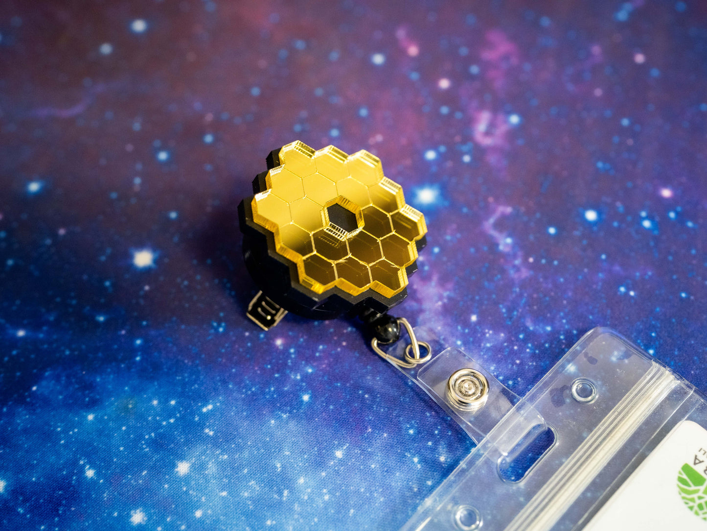 James Webb Space Telescope Mirrored Retractable Badge Holder Reel