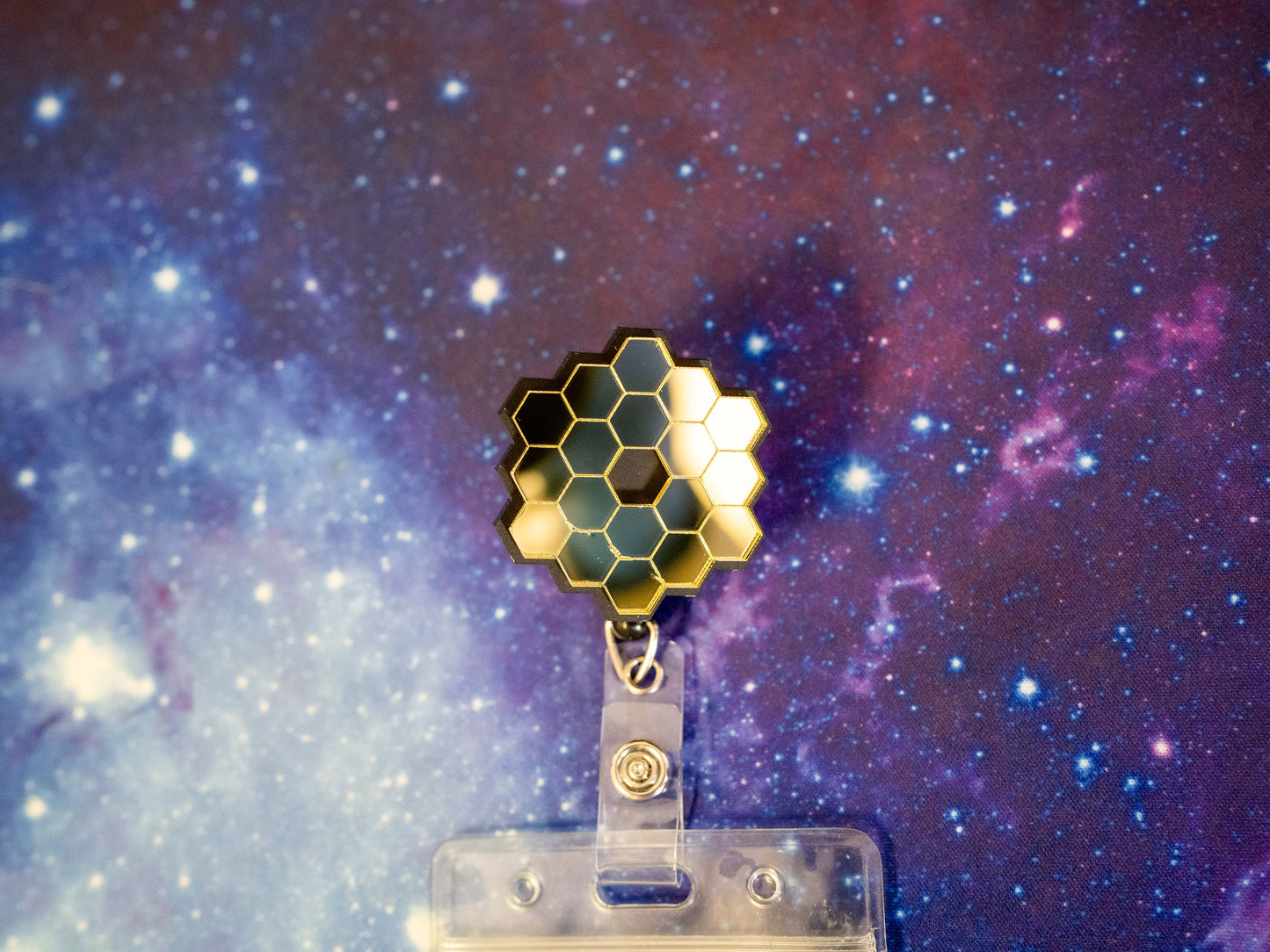 James Webb Space Telescope Mirrored Retractable Badge Holder Reel