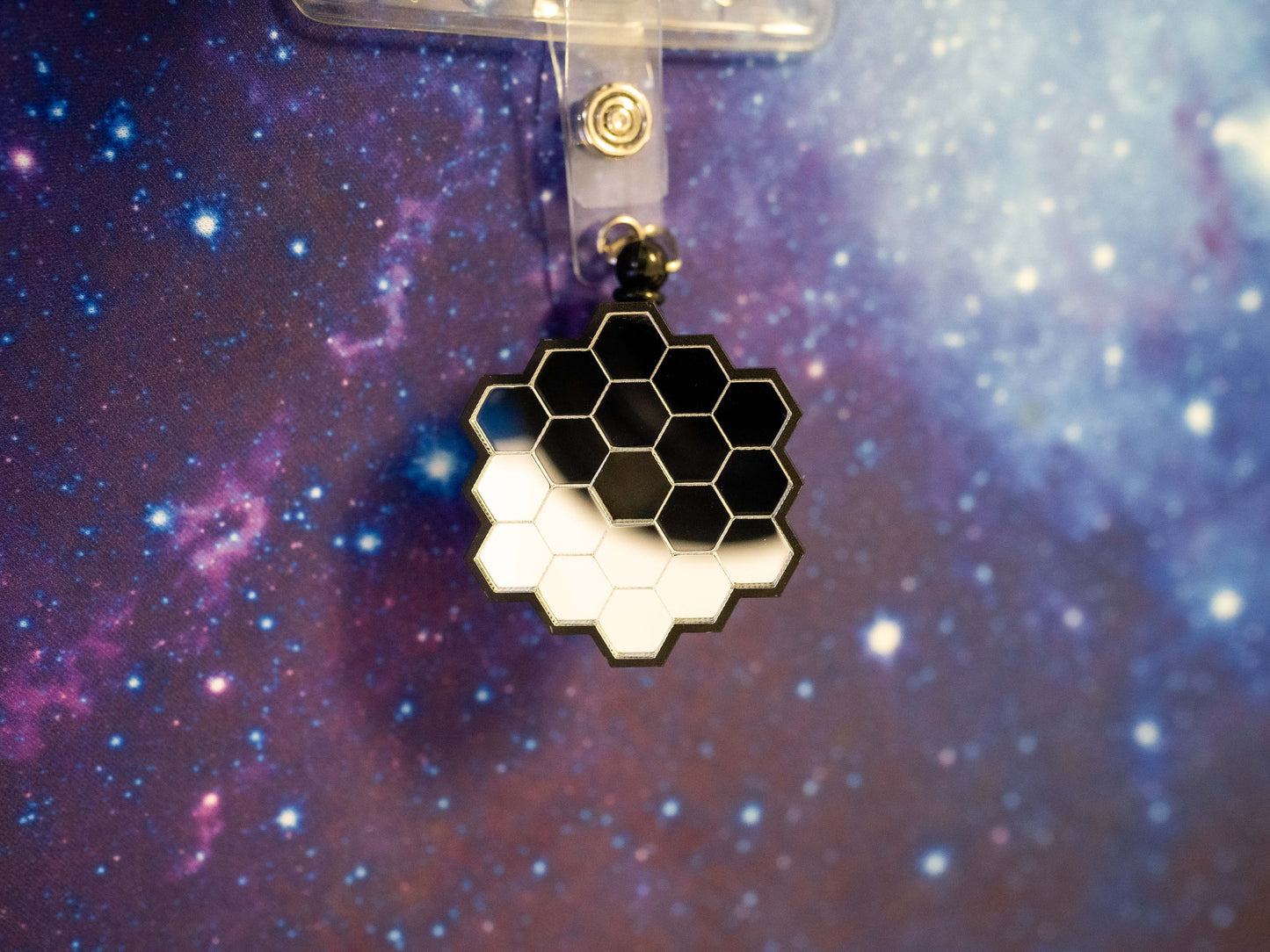 James Webb Space Telescope Mirrored Retractable Badge Holder Reel