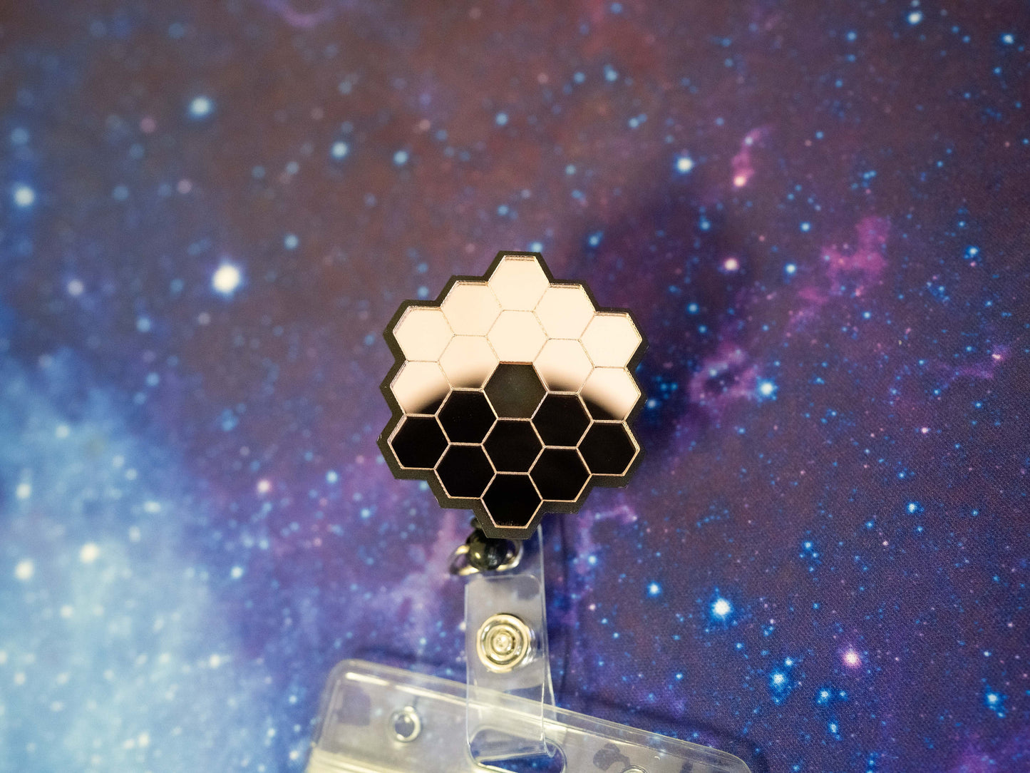 James Webb Space Telescope Mirrored Retractable Badge Holder Reel