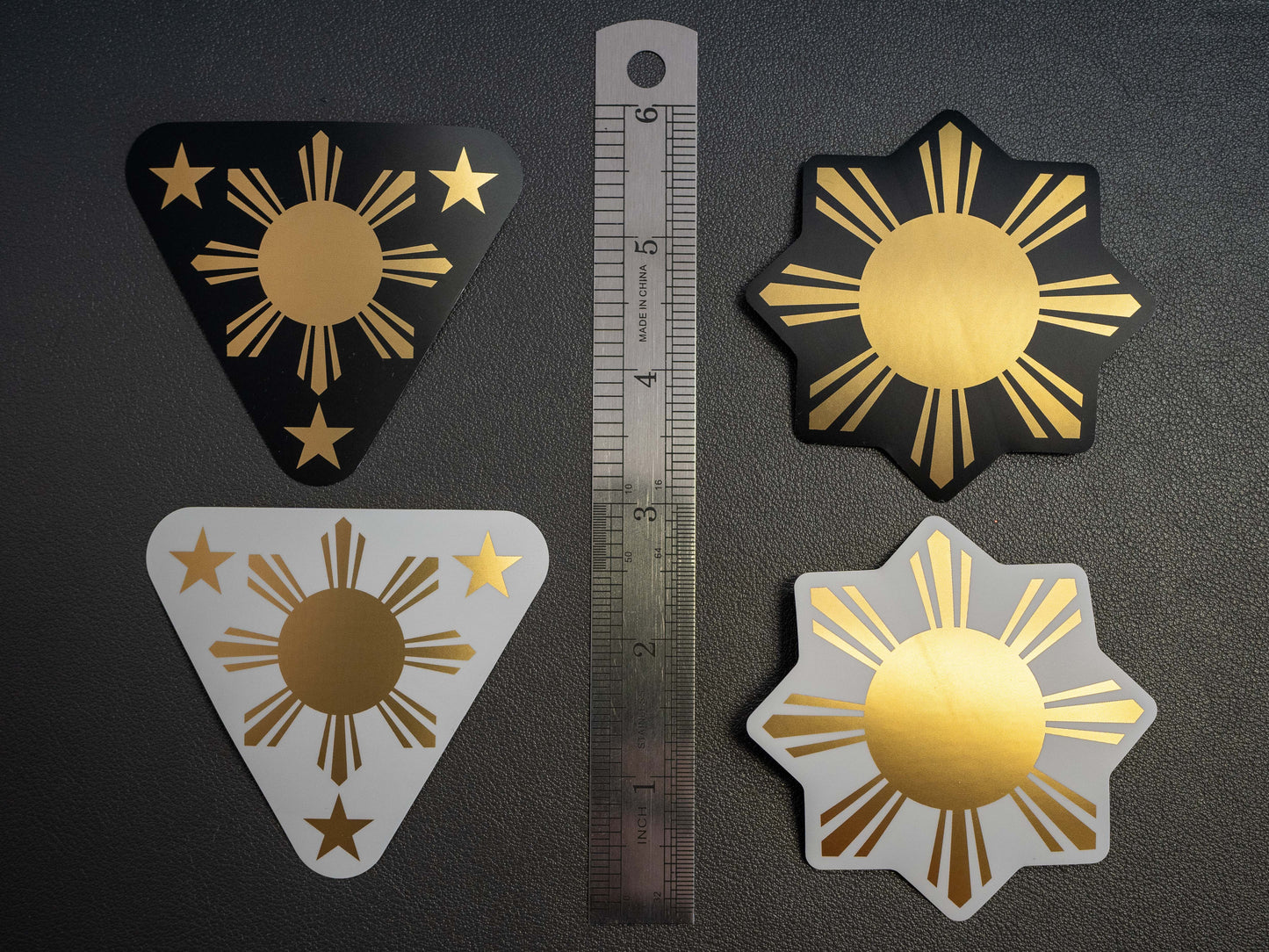 Filipino Sun Araw and Stars Sticker Decal with Premium Gold Foil [FREE SHIPPING!]