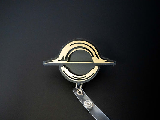 Metallic Black Hole Retractable Badge Holder Reel