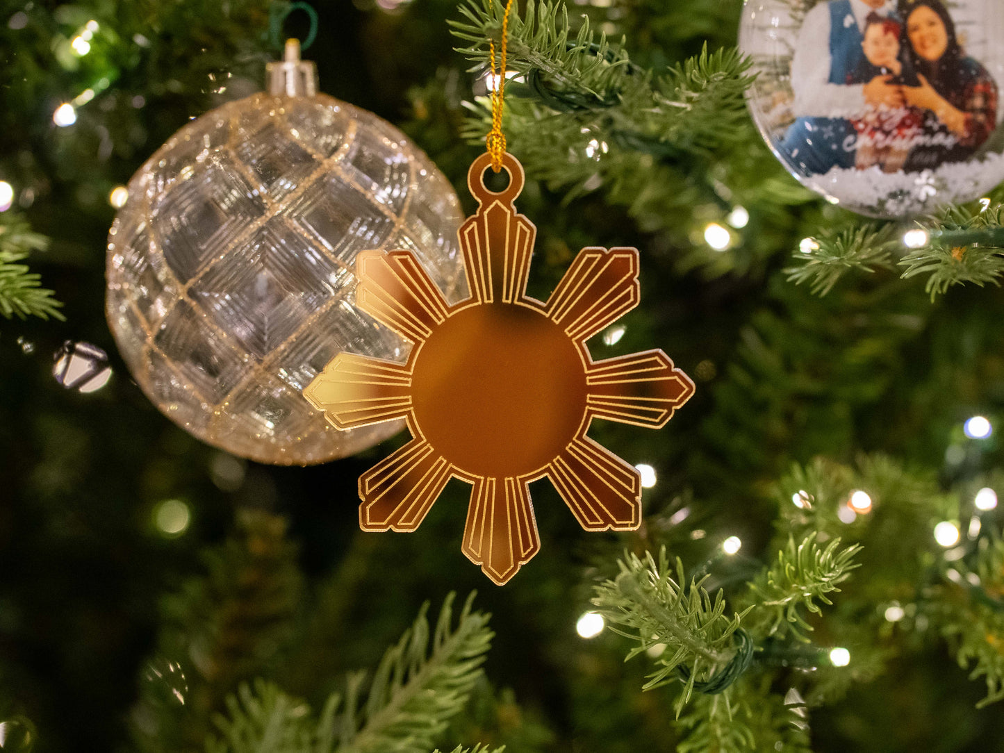 Mirrored Filipino Sun Araw Ornament