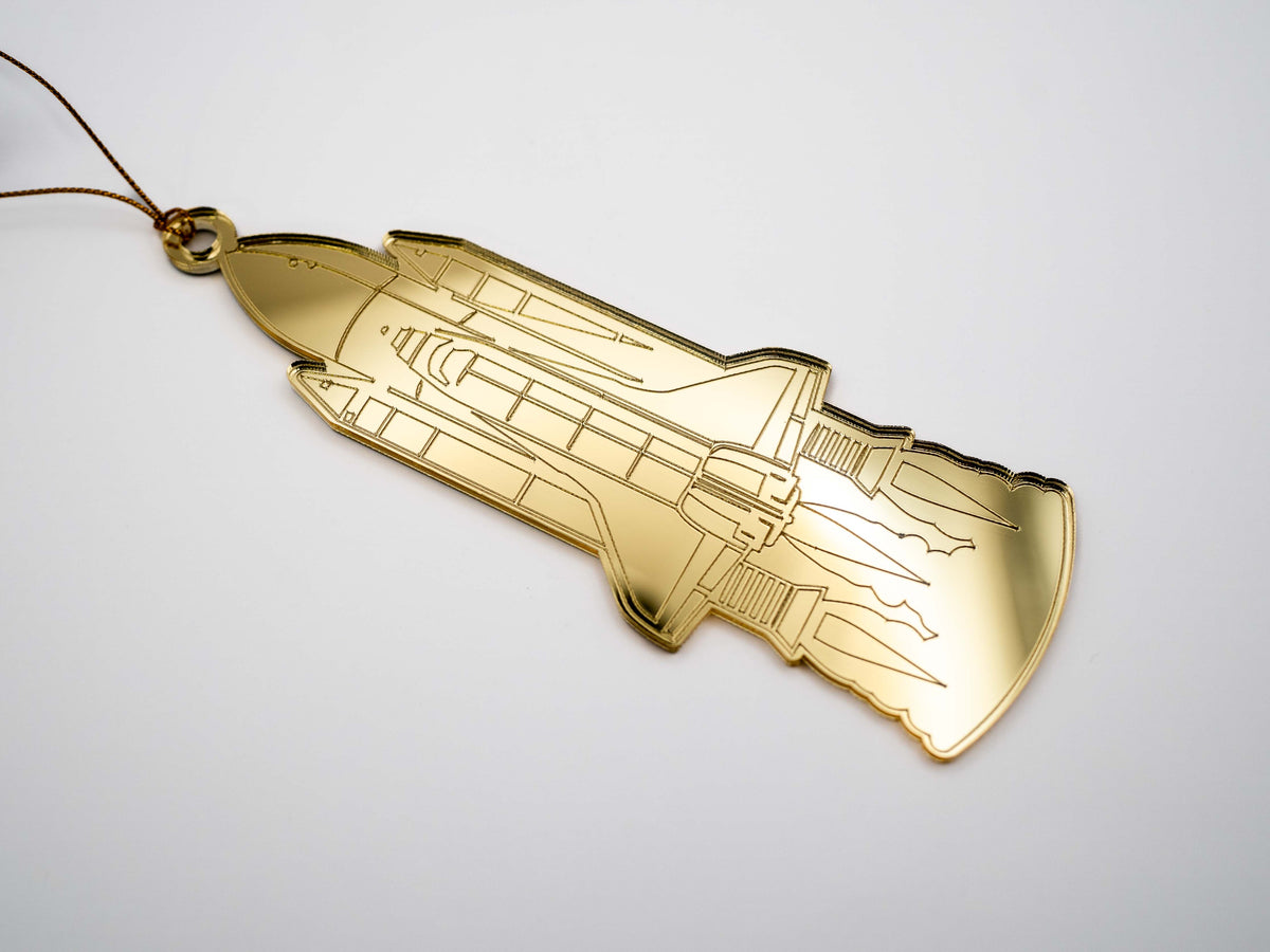 Space Shuttle Christmas Mirrored Ornament