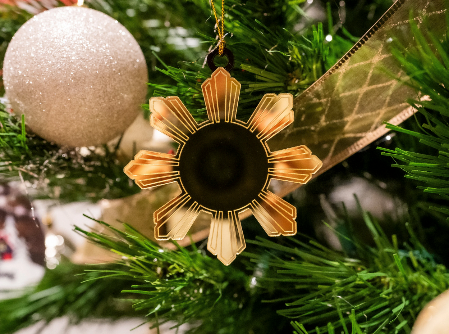 Mirrored Filipino Sun Araw Ornament