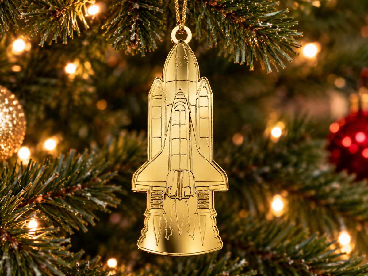 Space Shuttle Christmas Mirrored Ornament