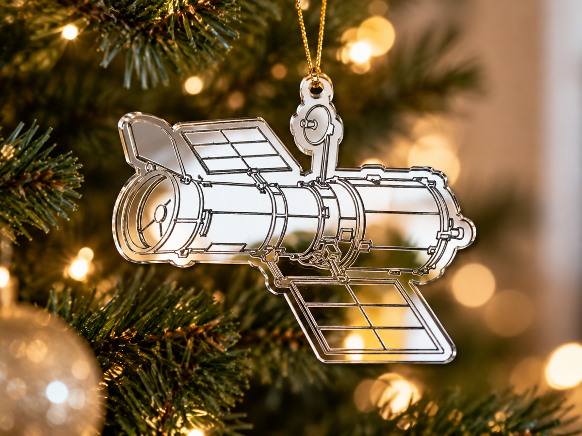 Hubble Space Telescope  Mirrored Christmas Ornament
